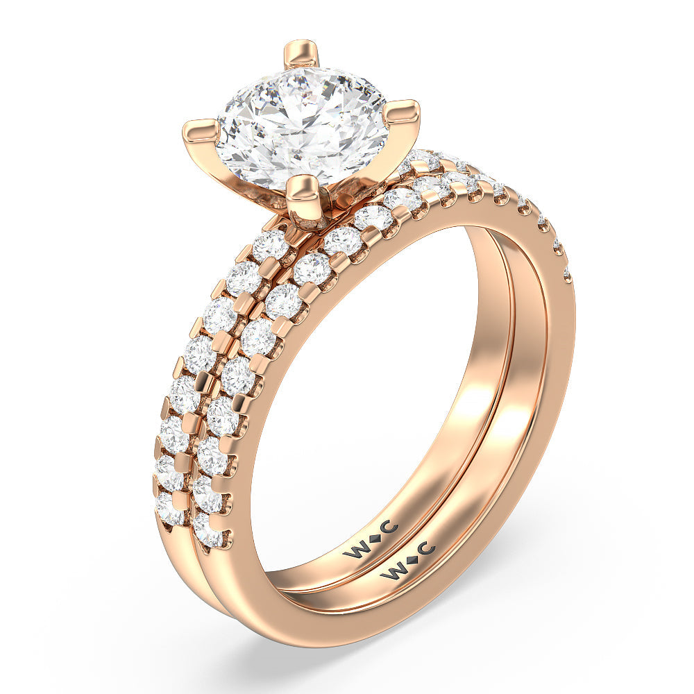 Vela Medi Traditional Pave Diamond Engagement Ring with Asscher Cut Diamond in 14KT Rose Gold view 4
