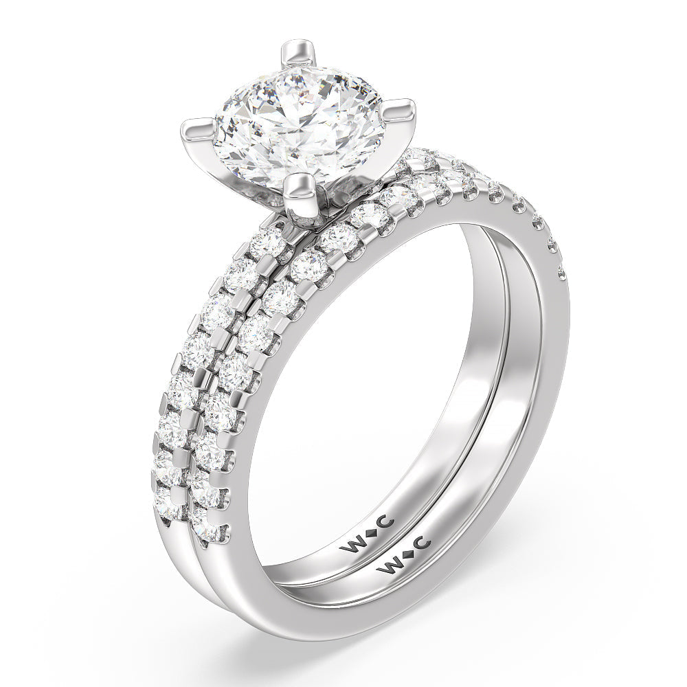 Vela Medi Traditional Pave Diamond Engagement Ring with Oval Cut Diamond in 14KT Platinum view 4

