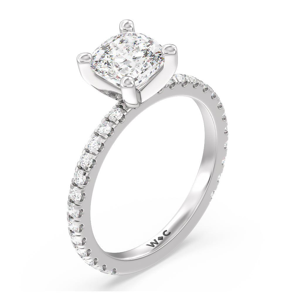 Cushion Cut Ara Medi Traditional Pave Diamond Engagement Ring with Lab Grown Diamond in 14KT Platinum view 3
