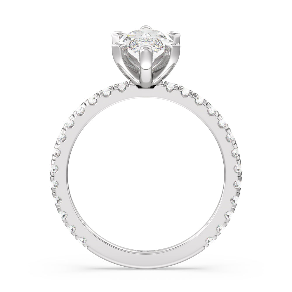 Marquise Cut Ara Medi Traditional Pave Diamond Engagement Ring with Lab Grown Diamond in 14KT Platinum view 2
