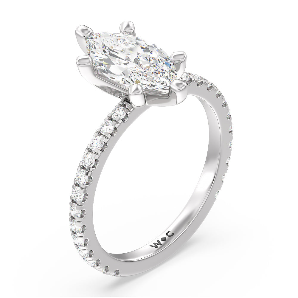 Marquise Cut Ara Medi Traditional Pave Diamond Engagement Ring with Lab Grown Diamond in 14KT Platinum view 3
