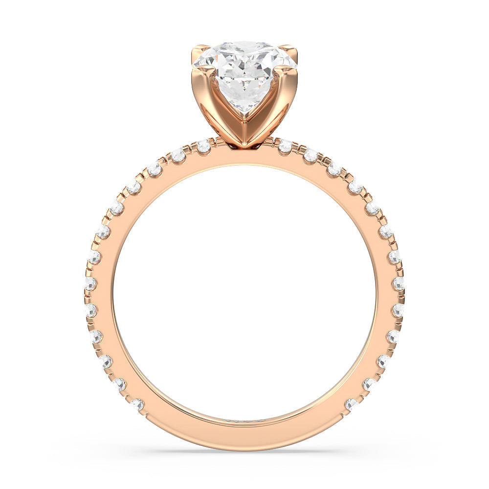 Oval Cut Ara Medi Traditional Pave Diamond Engagement Ring with Lab Grown Diamond in 14KT Rose Gold view 2
