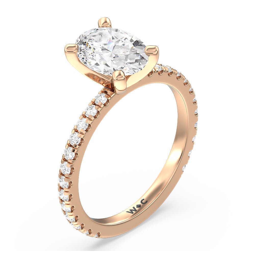 Oval Cut Ara Medi Traditional Pave Diamond Engagement Ring with Lab Grown Diamond in 14KT Rose Gold view 3
