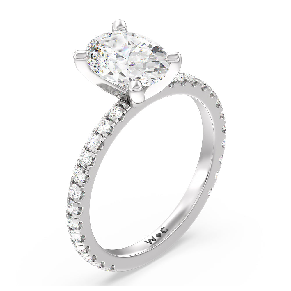Oval Cut Ara Medi Traditional Pave Diamond Engagement Ring with Lab Grown Diamond in 14KT Platinum view 3

