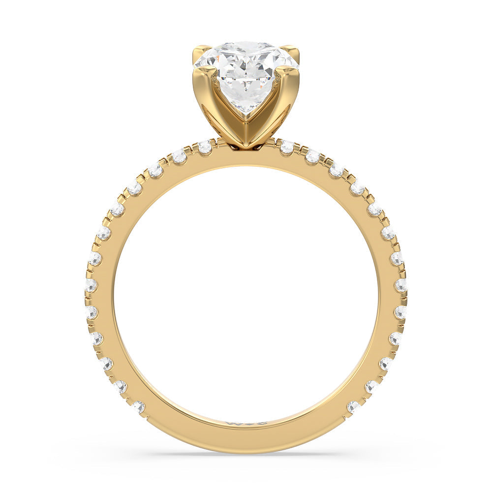 Oval Cut Ara Medi Traditional Pave Diamond Engagement Ring with Lab Grown Diamond in 14KT Yellow Gold view 2

