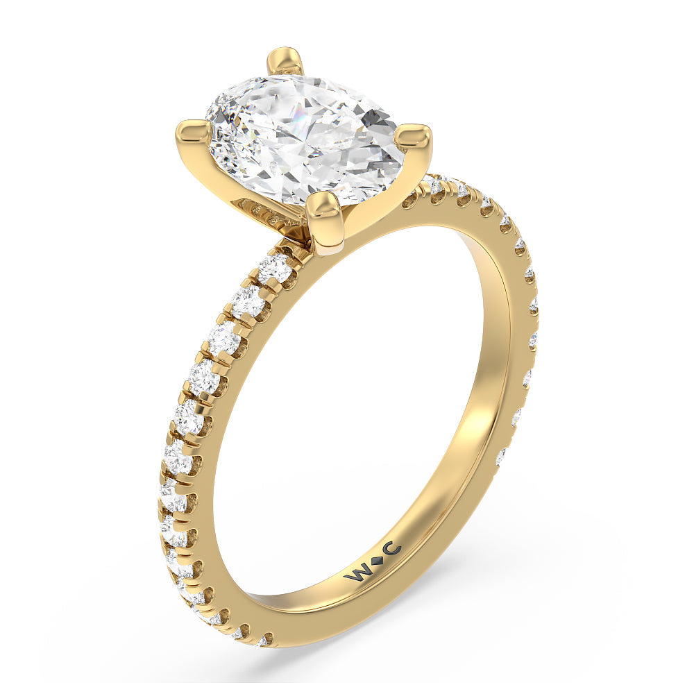 Oval Cut Ara Medi Traditional Pave Diamond Engagement Ring with Lab Grown Diamond in 14KT Yellow Gold view 3

