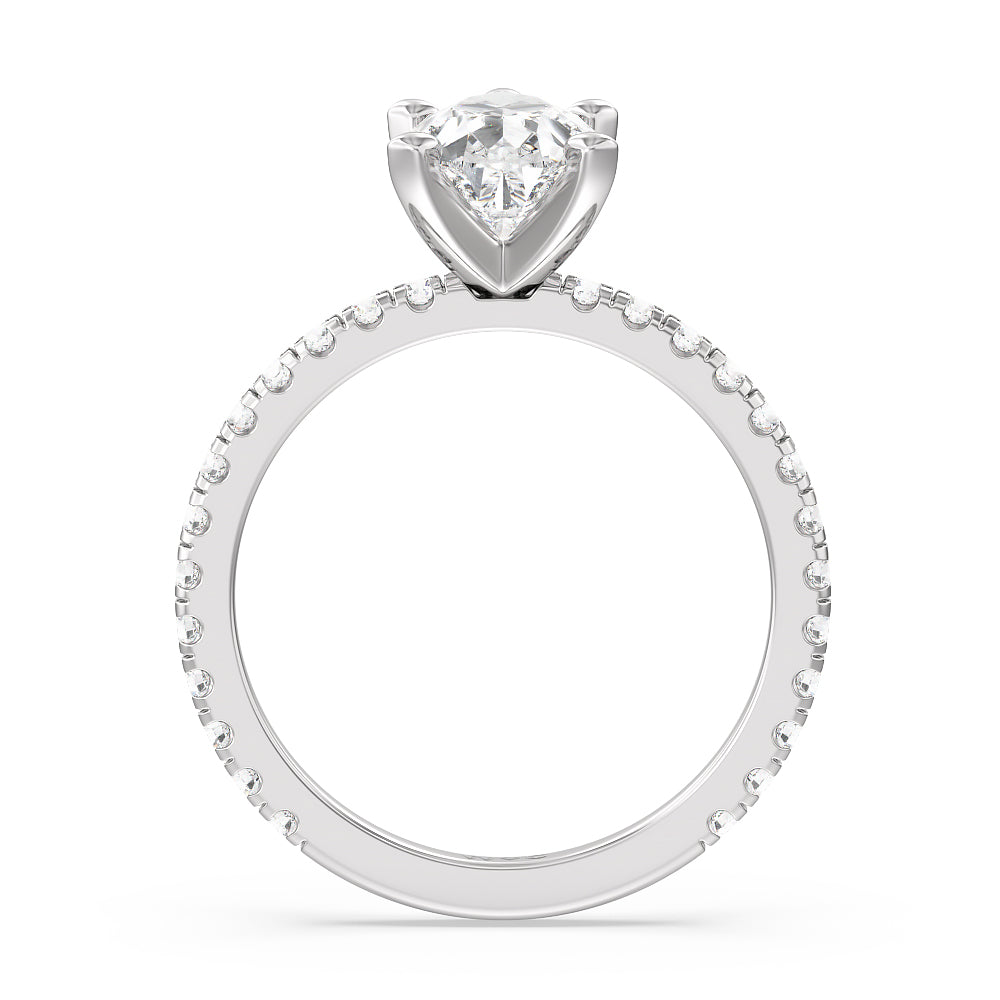 Pear Cut Ara Medi Traditional Pave Diamond Engagement Ring with Lab Grown Diamond in 14KT Platinum view 2
