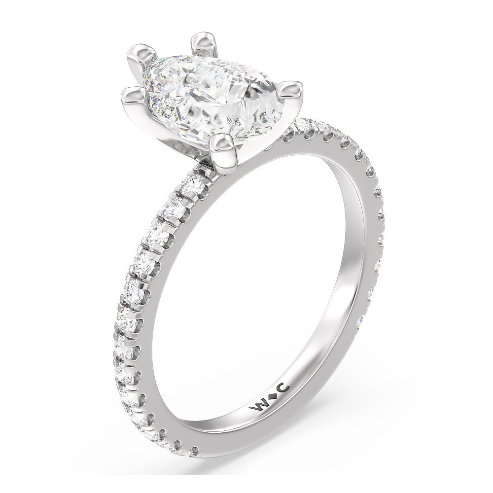 Pear Cut Ara Medi Traditional Pave Diamond Engagement Ring with Lab Grown Diamond in 14KT Platinum view 3
