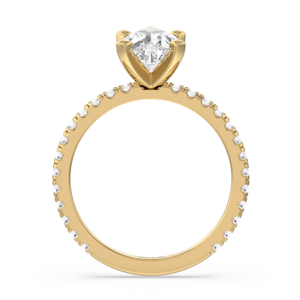 Pear Cut Ara Medi Traditional Pave Diamond Engagement Ring with Lab Grown Diamond in 14KT Yellow Gold view 2
