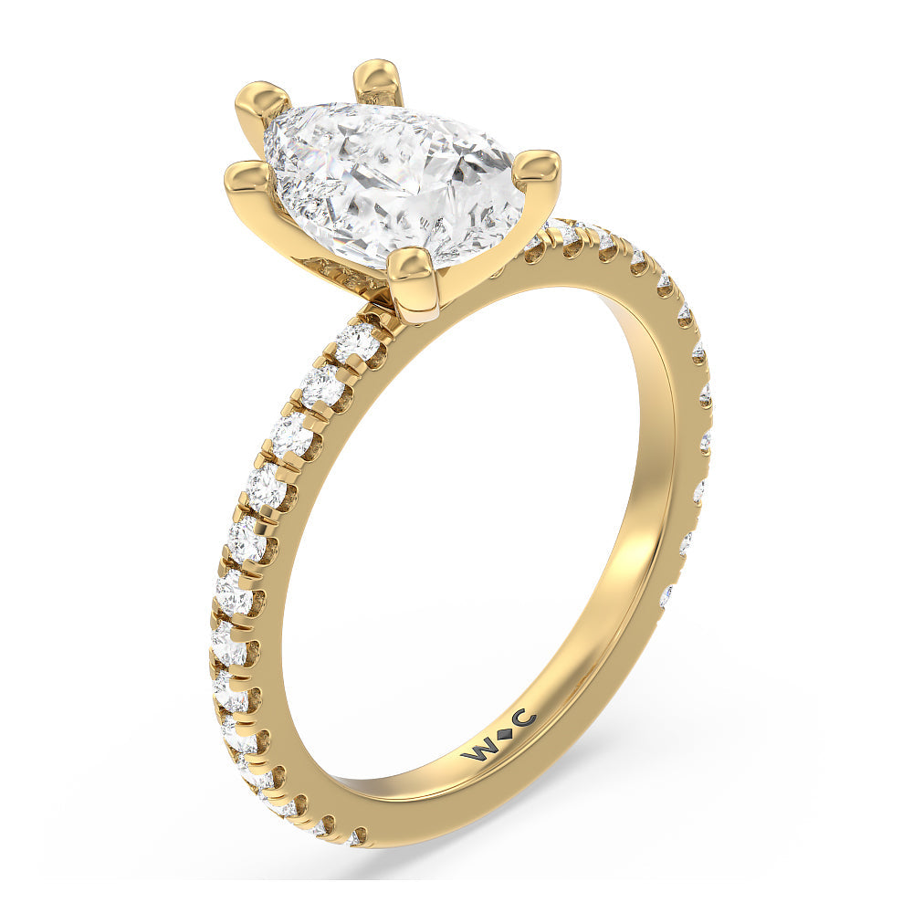 Pear Cut Ara Medi Traditional Pave Diamond Engagement Ring with Lab Grown Diamond in 14KT Yellow Gold view 3
