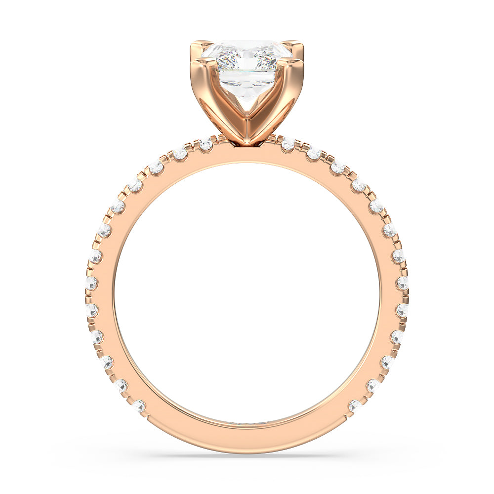 Radiant Cut Ara Medi Traditional Pave Diamond Engagement Ring with Lab Grown Diamond in 14KT Rose Gold view 2
