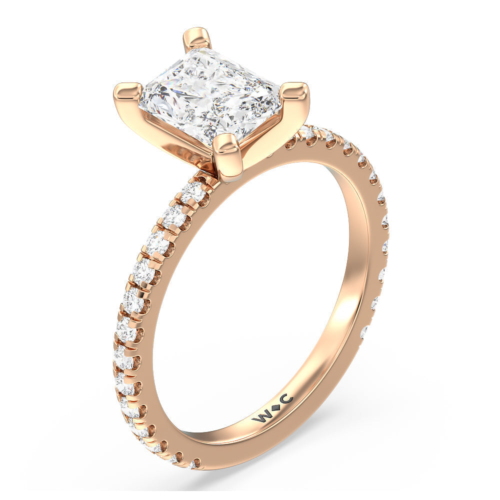 Radiant Cut Ara Medi Traditional Pave Diamond Engagement Ring with Lab Grown Diamond in 14KT Rose Gold view 3

