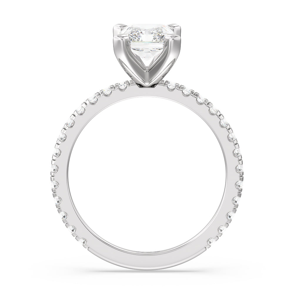 Radiant Cut Ara Medi Traditional Pave Diamond Engagement Ring with Lab Grown Diamond in 14KT Platinum view 2

