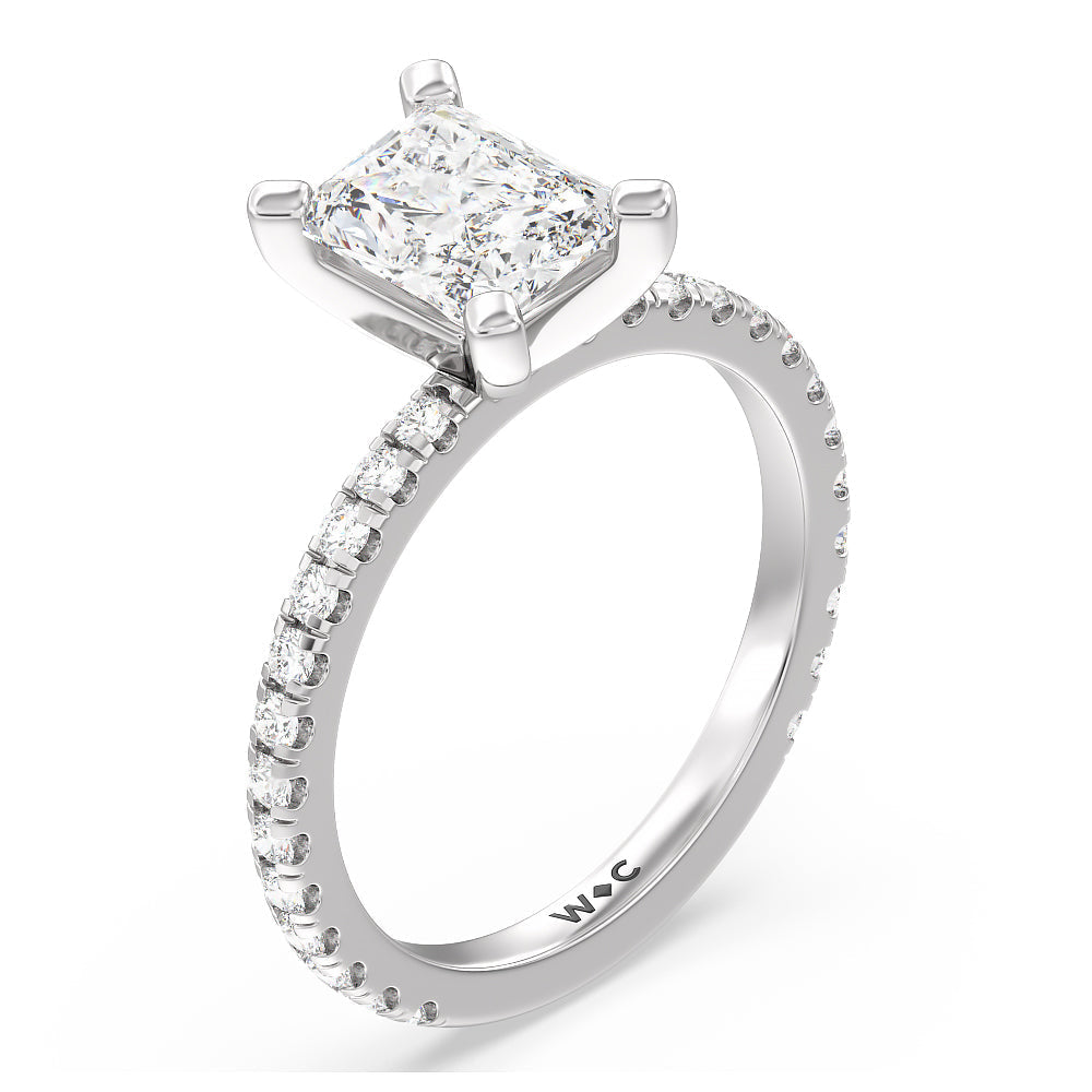 Radiant Cut Ara Medi Traditional Pave Diamond Engagement Ring with Lab Grown Diamond in 14KT Platinum view 3
