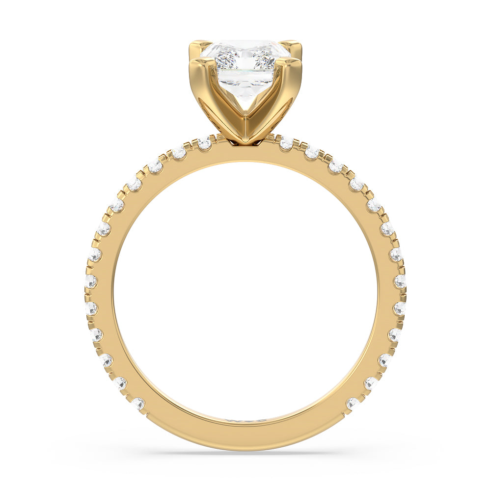 Radiant Cut Ara Medi Traditional Pave Diamond Engagement Ring with Lab Grown Diamond in 14KT Yellow Gold view 2
