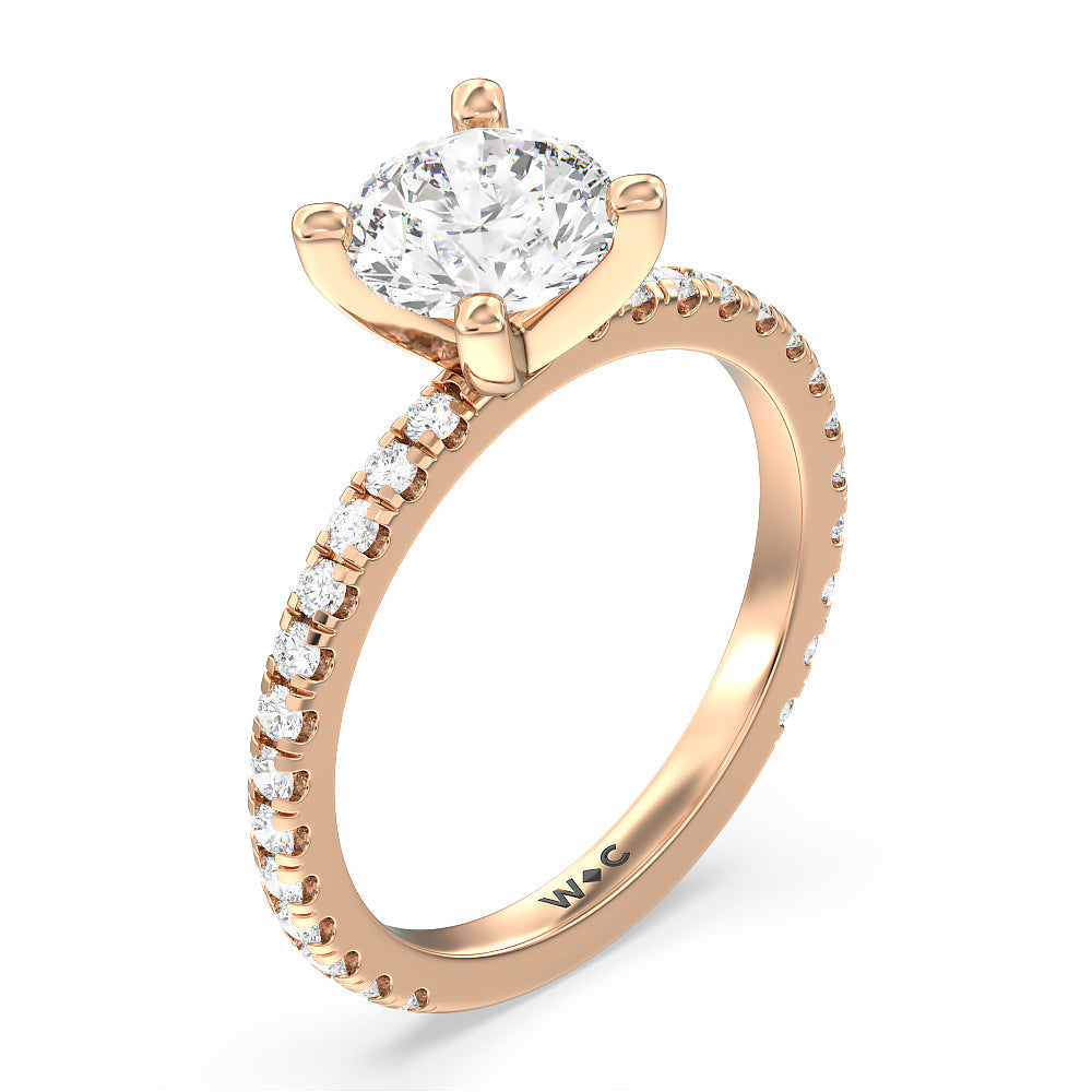 Round Cut Ara Medi Traditional Pave Diamond Engagement Ring with Lab Grown Diamond in 14KT Rose Gold view 3
