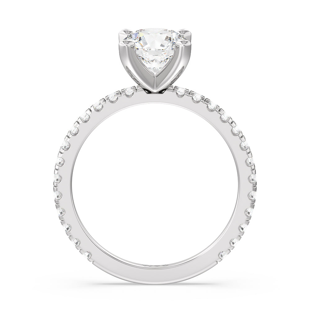 Round Cut Ara Medi Traditional Pave Diamond Engagement Ring with Lab Grown Diamond in 14KT Platinum view 2
