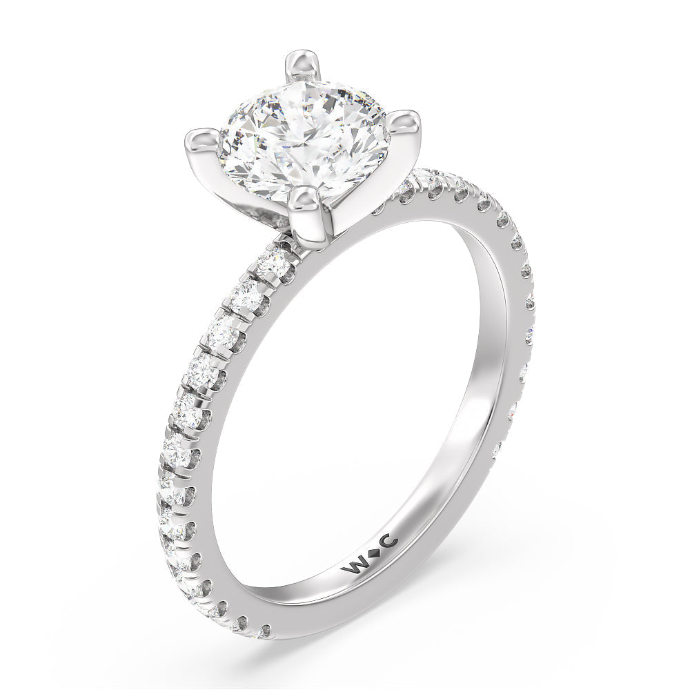 Round Cut Ara Medi Traditional Pave Diamond Engagement Ring with Lab Grown Diamond in 14KT Platinum view 3
