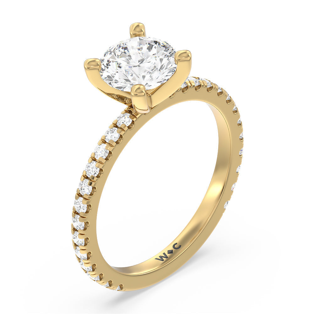 Round Cut Ara Medi Traditional Pave Diamond Engagement Ring with Lab Grown Diamond in 14KT Yellow Gold view 3
