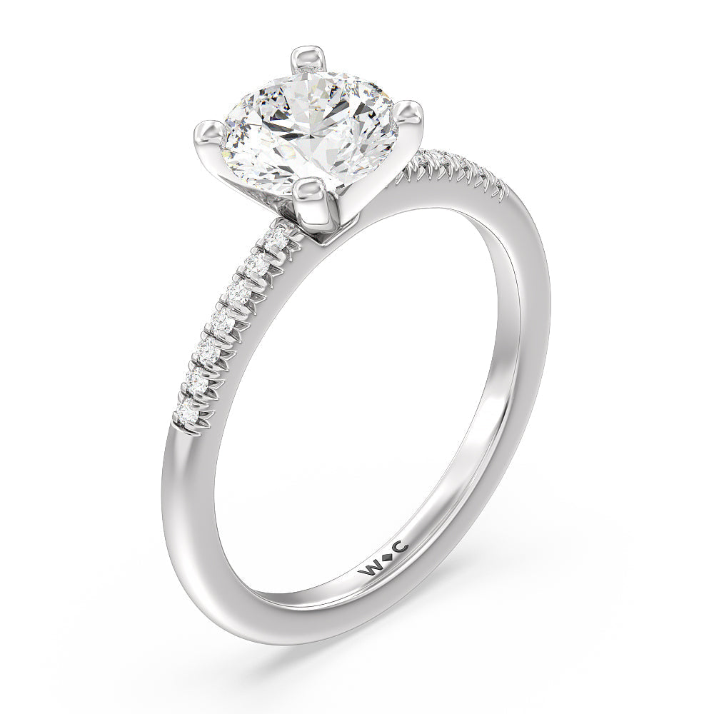 Lyra Petite French Set Diamond Engagement Ring with Round Cut Diamond in 14KT Platinum view 3
