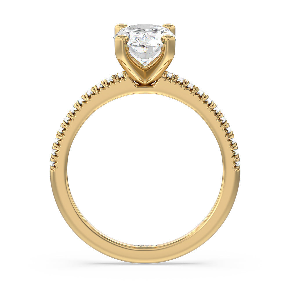 Oval Cut Vela Petite French Set Diamond Engagement Ring with Lab Grown Diamond in 14KT Yellow Gold view 2
