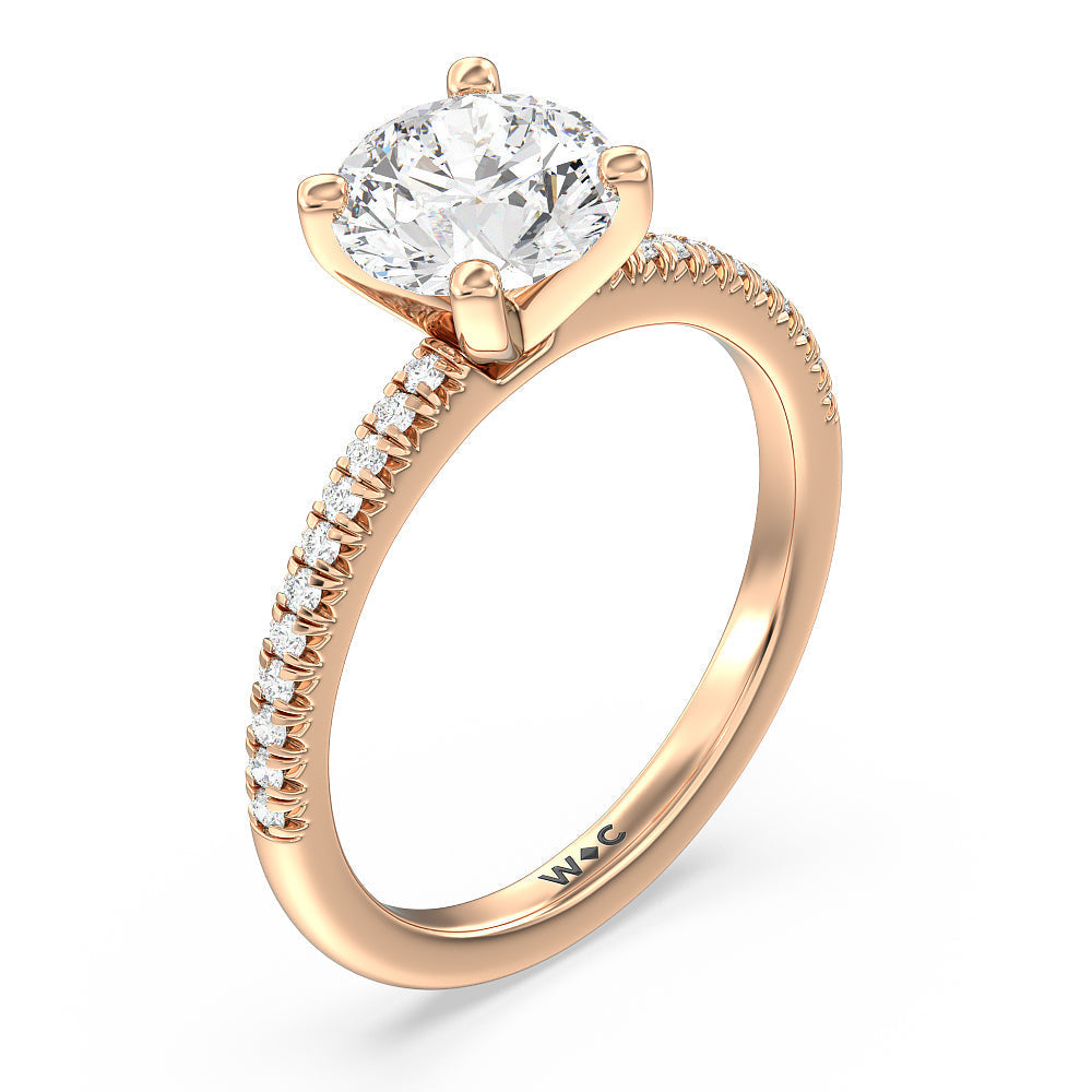 Round Cut Vela Petite French Set Diamond Engagement Ring with Lab Grown Diamond in 14KT Rose Gold view 3
