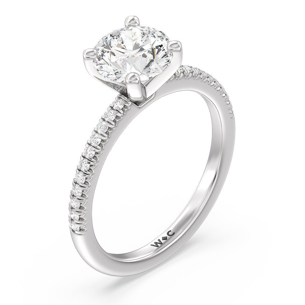 Round Cut Vela Petite French Set Diamond Engagement Ring with Lab Grown Diamond in 14KT Platinum view 3
