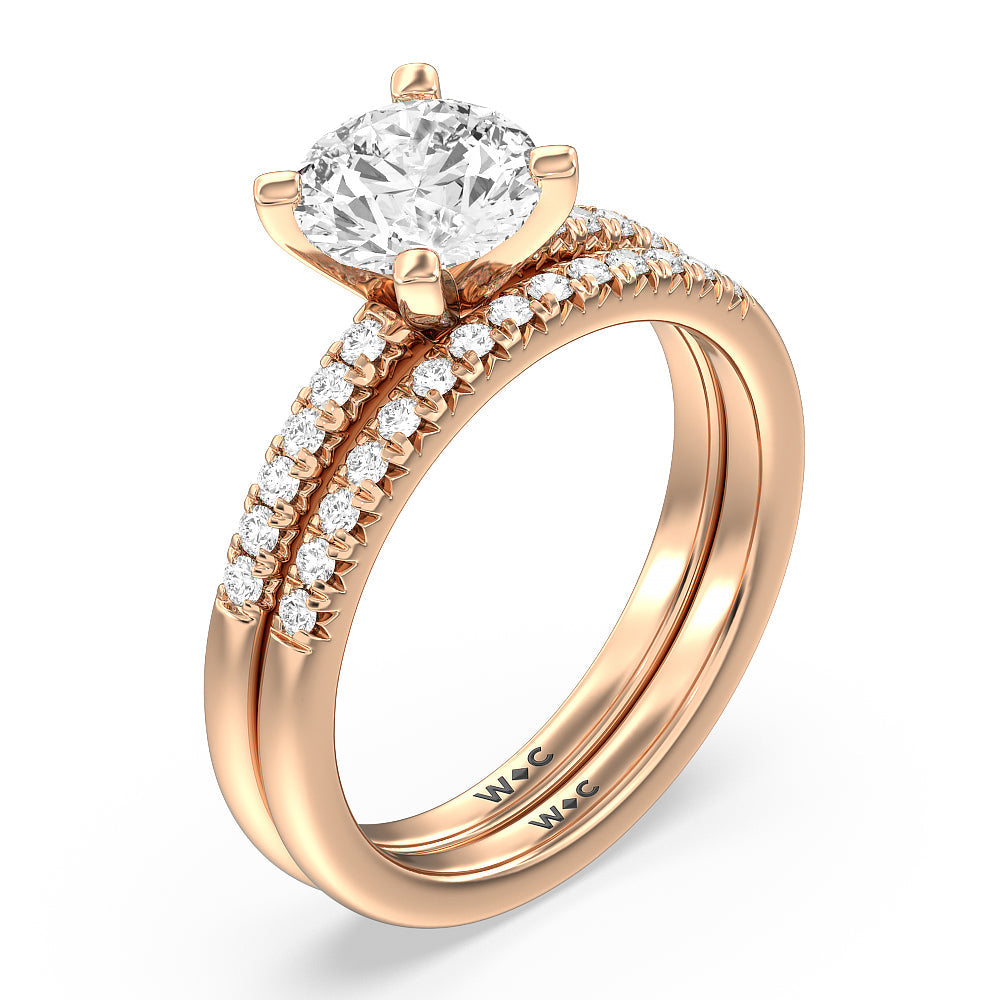 Lyra Fine Petite French Set Diamond Engagement Ring with Oval Cut Diamond in 14KT Rose Gold view 6
