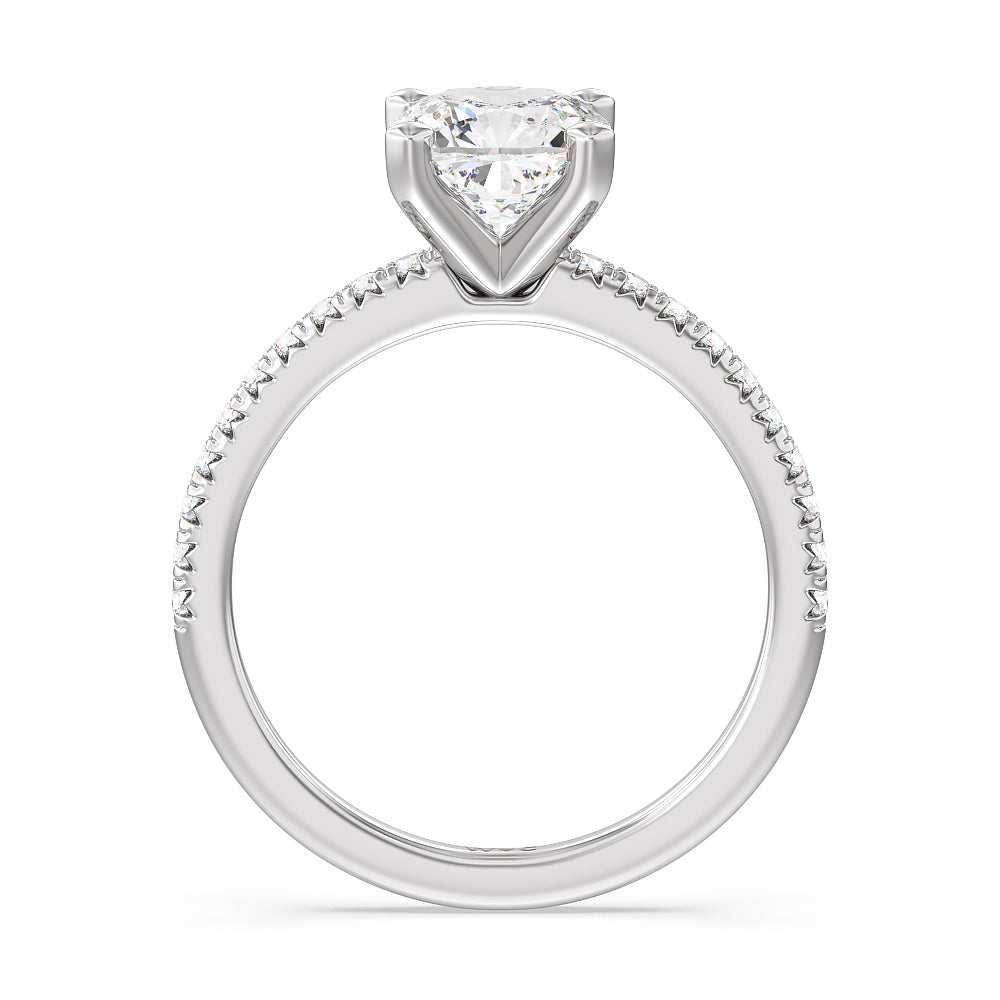 Cushion Cut Vela Medi French Set Diamond Engagement Ring with Lab Grown Diamond in 14KT Platinum view 2
