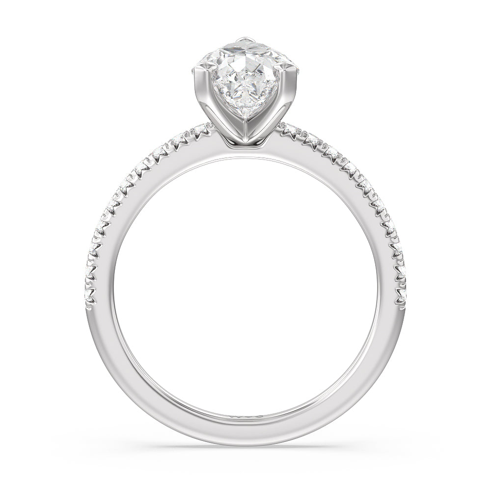 Pear Cut Vela Medi French Set Diamond Engagement Ring with Lab Grown Diamond in 14KT Platinum view 2
