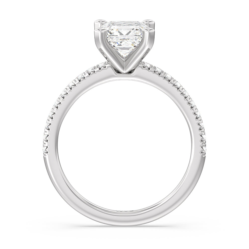 Princess Cut Vela Medi French Set Diamond Engagement Ring with Lab Grown Diamond in 14KT Platinum view 2
