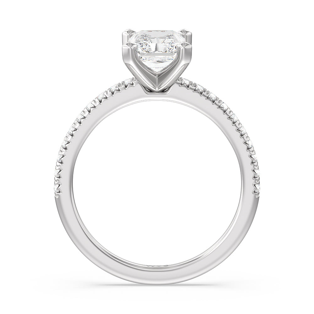 Radiant Cut Vela Medi French Set Diamond Engagement Ring with Lab Grown Diamond in 14KT Platinum view 2
