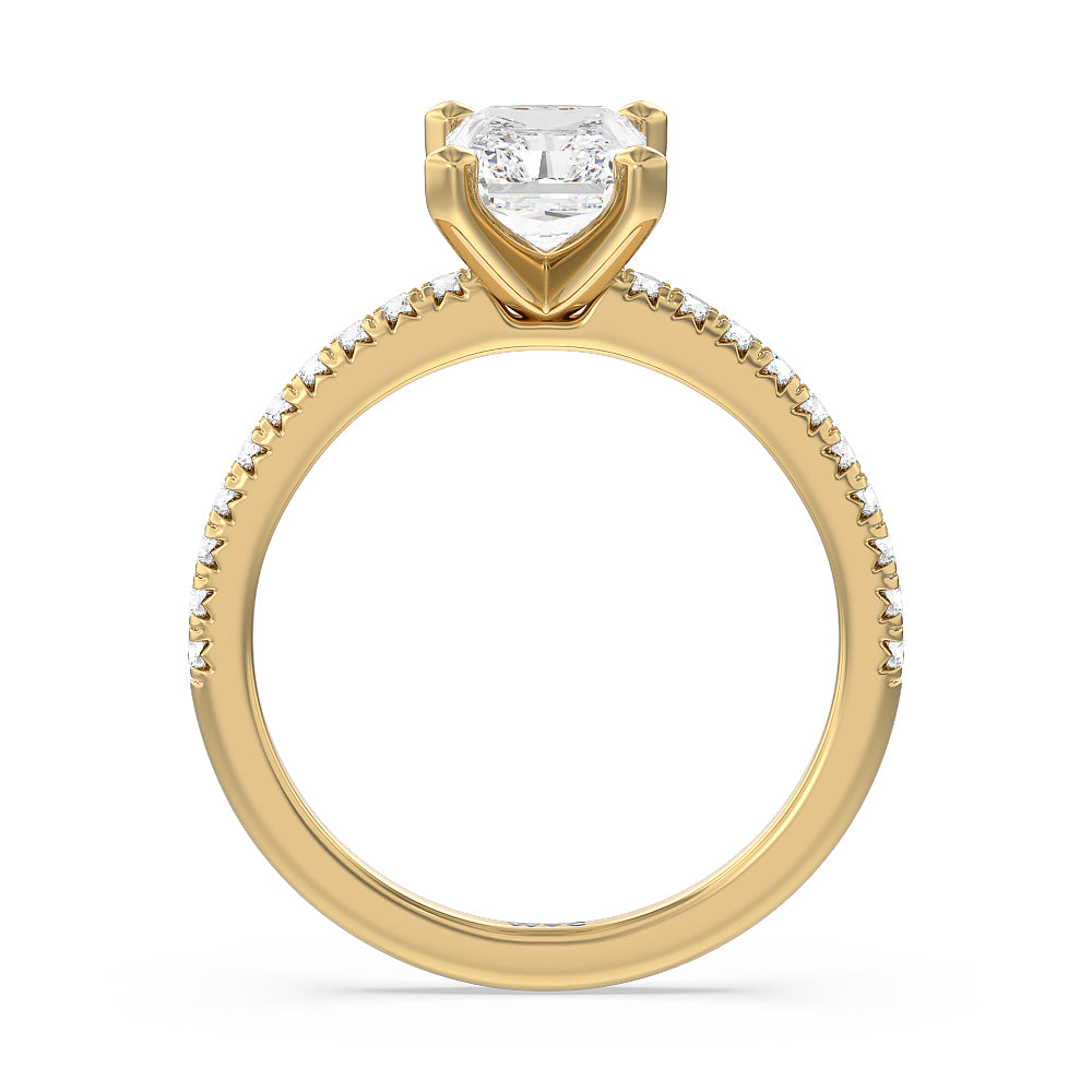 Radiant Cut Vela Medi French Set Diamond Engagement Ring with Lab Grown Diamond in 14KT Yellow Gold view 2
