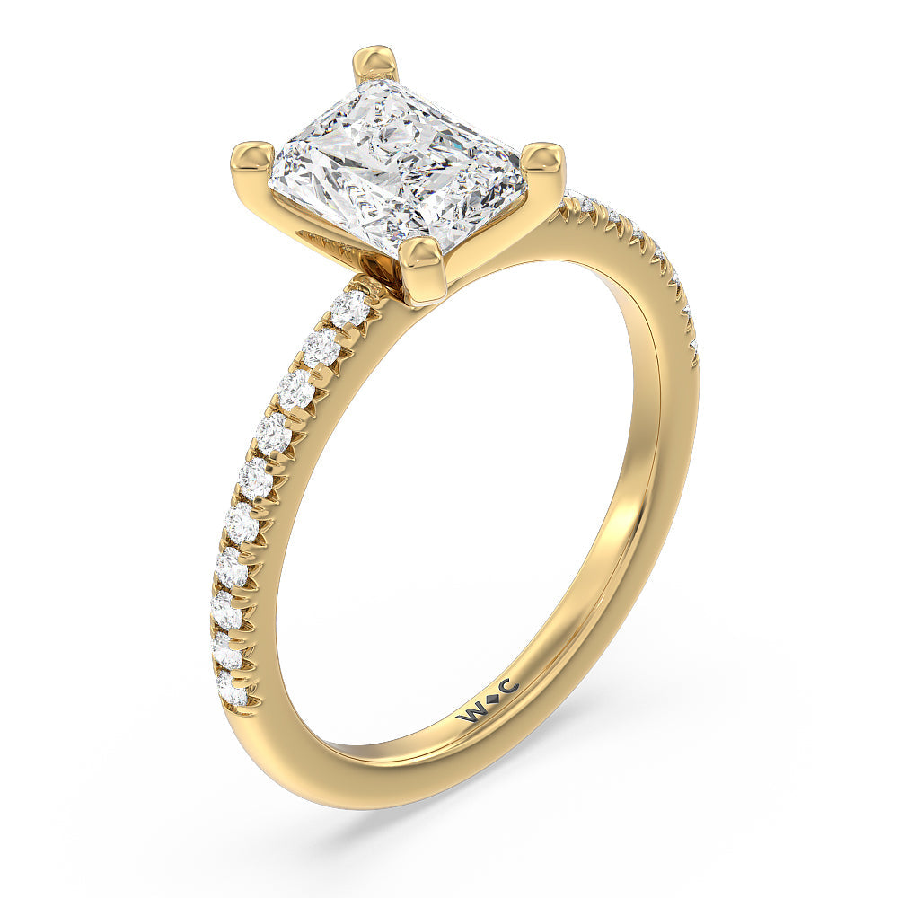 Radiant Cut Vela Medi French Set Diamond Engagement Ring with Lab Grown Diamond in 14KT Yellow Gold view 3
