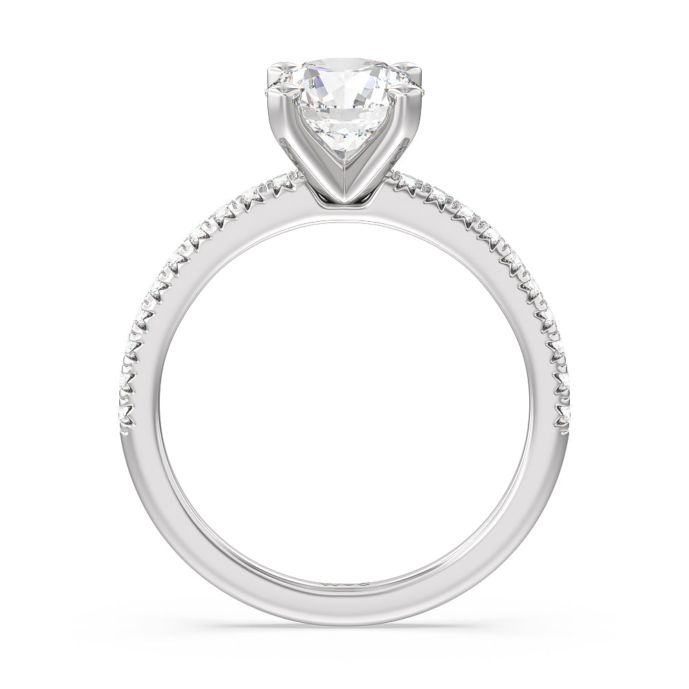 Round Cut Vela Medi French Set Diamond Engagement Ring with Lab Grown Diamond in 14KT Platinum view 2
