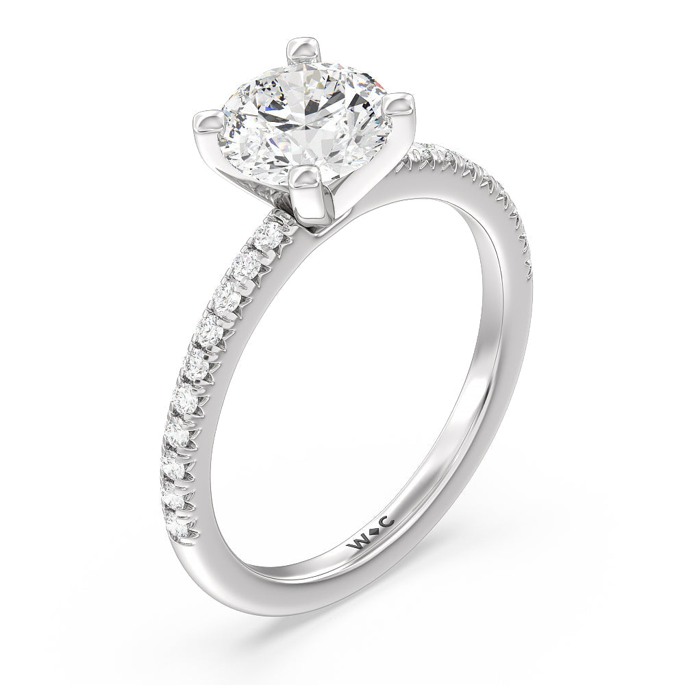 Round Cut Vela Medi French Set Diamond Engagement Ring with Lab Grown Diamond in 14KT Platinum view 3
