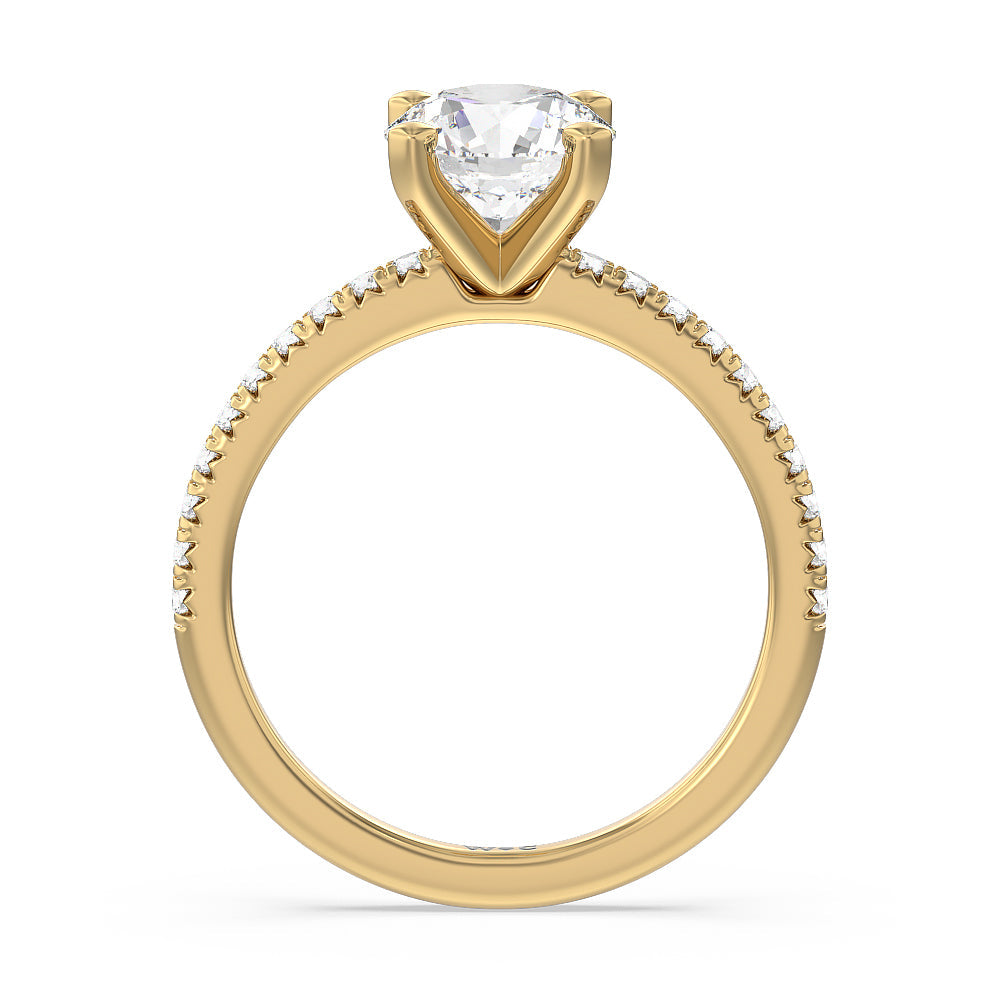 Round Cut Vela Medi French Set Diamond Engagement Ring with Lab Grown Diamond in 14KT Yellow Gold view 2
