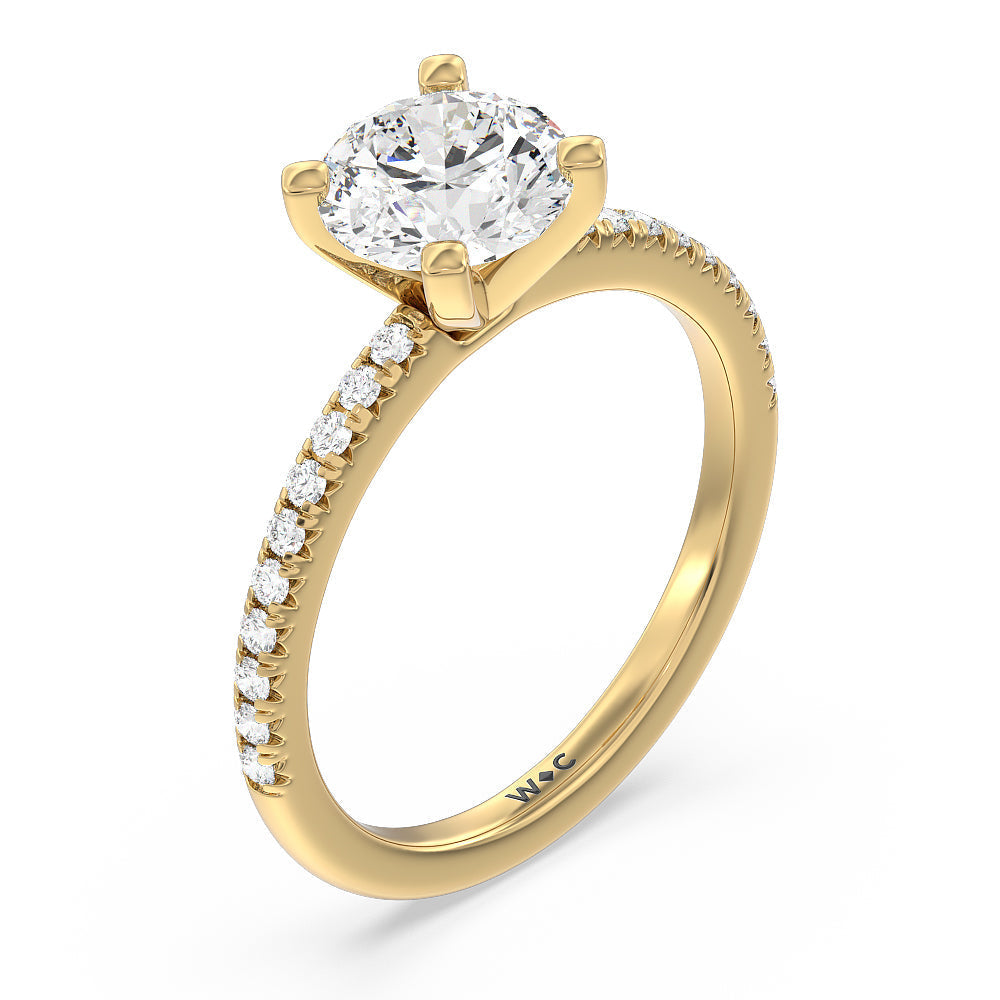 Round Cut Vela Medi French Set Diamond Engagement Ring with Lab Grown Diamond in 14KT Yellow Gold view 3
