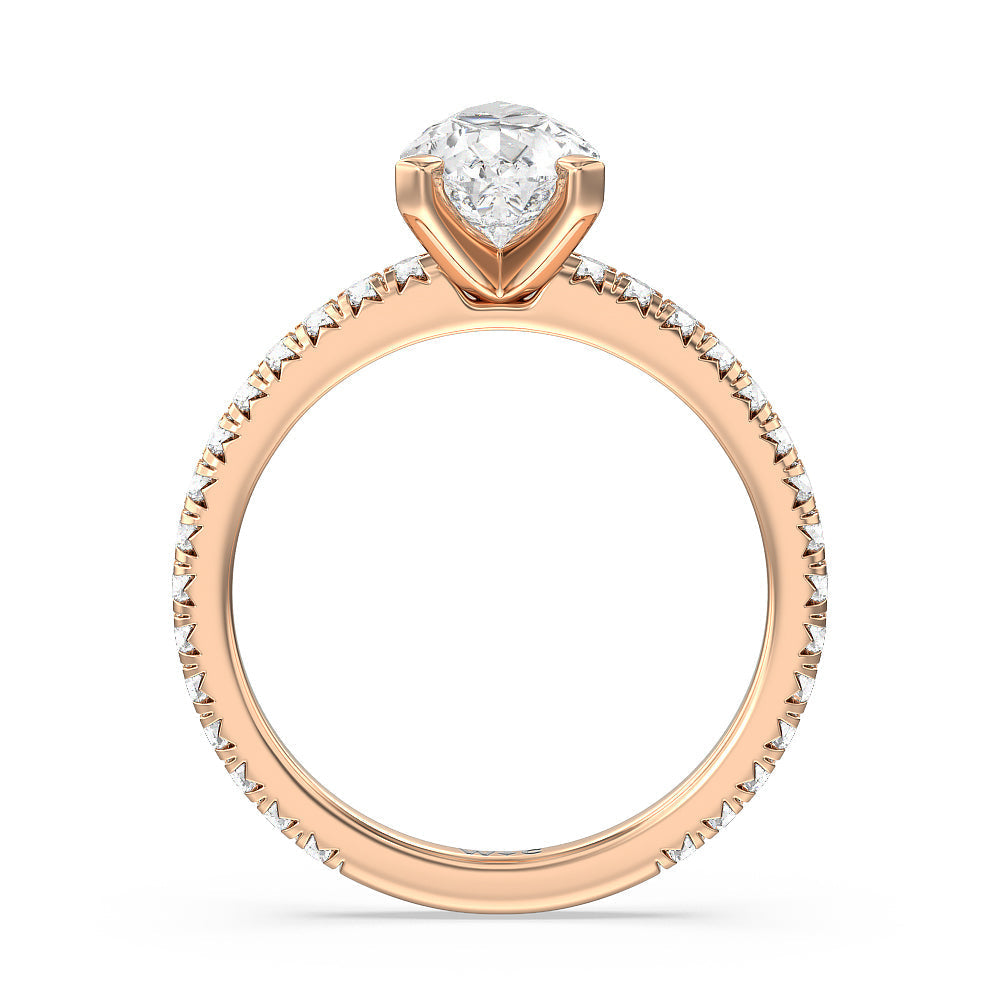Ara Petite French Set Diamond Engagement Ring with Pear Cut Diamond in 14KT Rose Gold view 2
