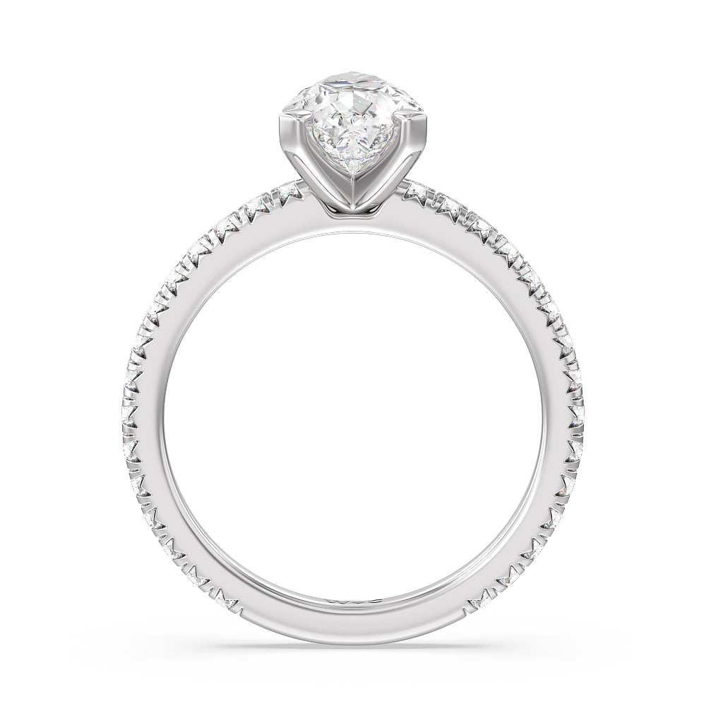 Ara Petite French Set Diamond Engagement Ring with Pear Cut Diamond in 14KT Platinum view 2
