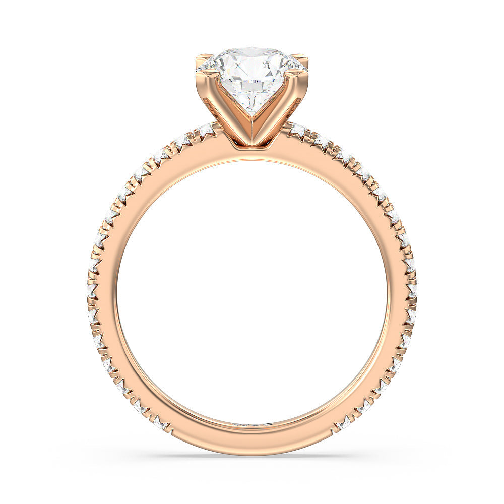 Ara Petite French Set Diamond Engagement Ring with Round Cut Diamond in 14KT Rose Gold view 2

