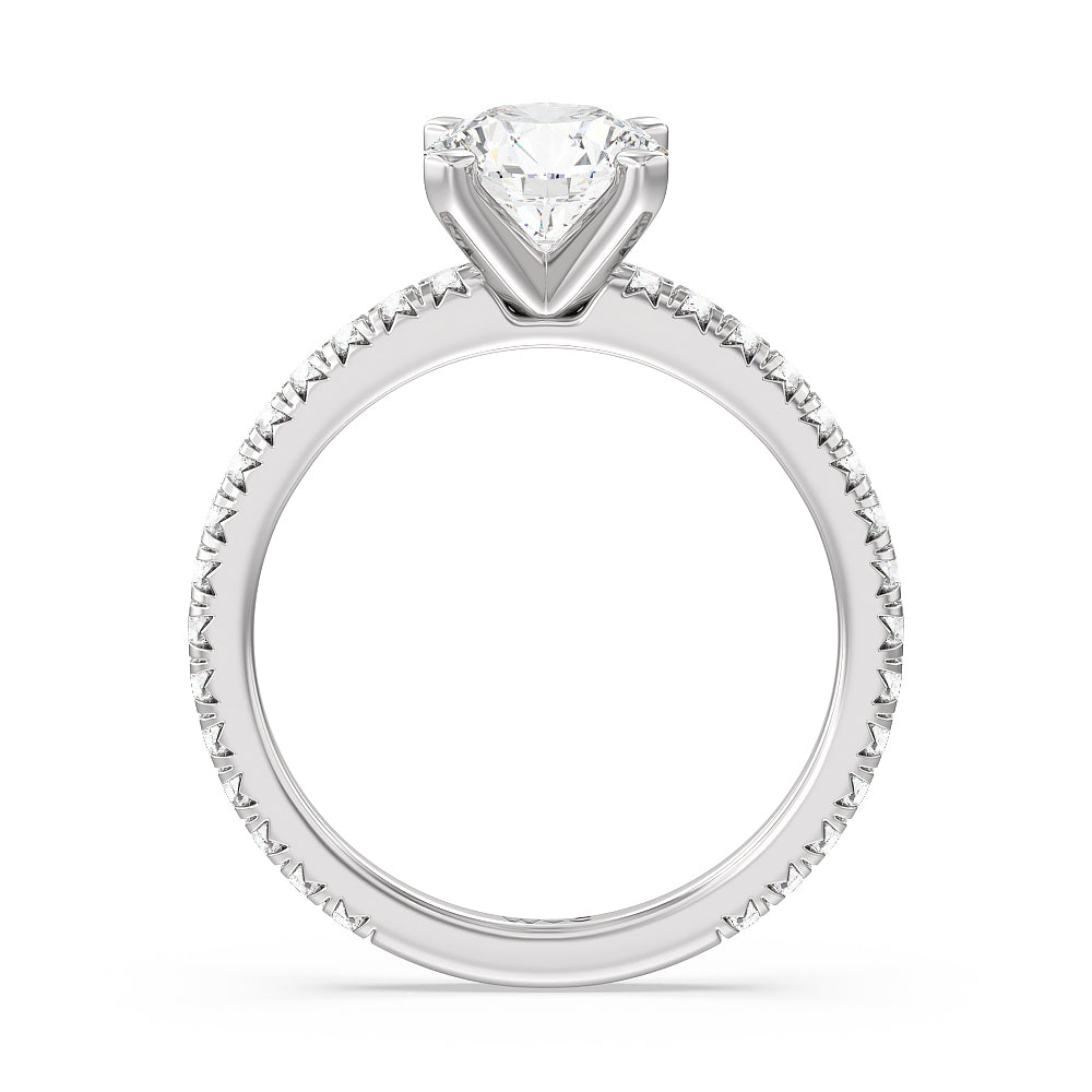 Ara Petite French Set Diamond Engagement Ring with Round Cut Diamond in 14KT Platinum view 2

