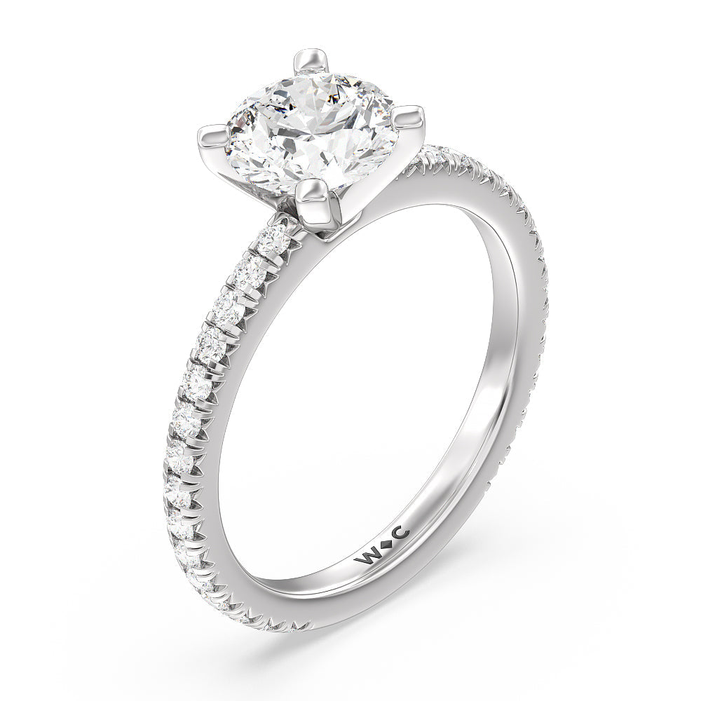 Ara Petite French Set Diamond Engagement Ring with Round Cut Diamond in 14KT Platinum view 3
