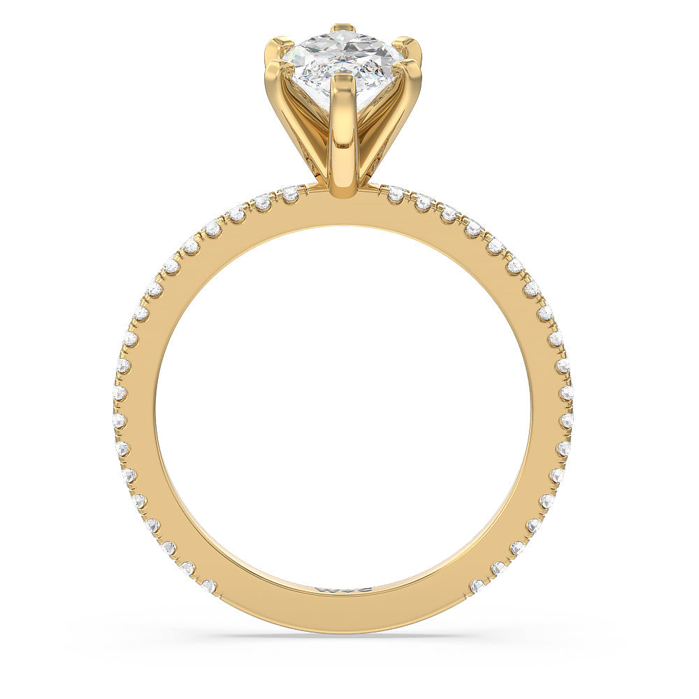 Ara Fine Classic Pave Diamond Engagement Ring with Marquise Cut Diamond in 14KT Yellow Gold view 2
