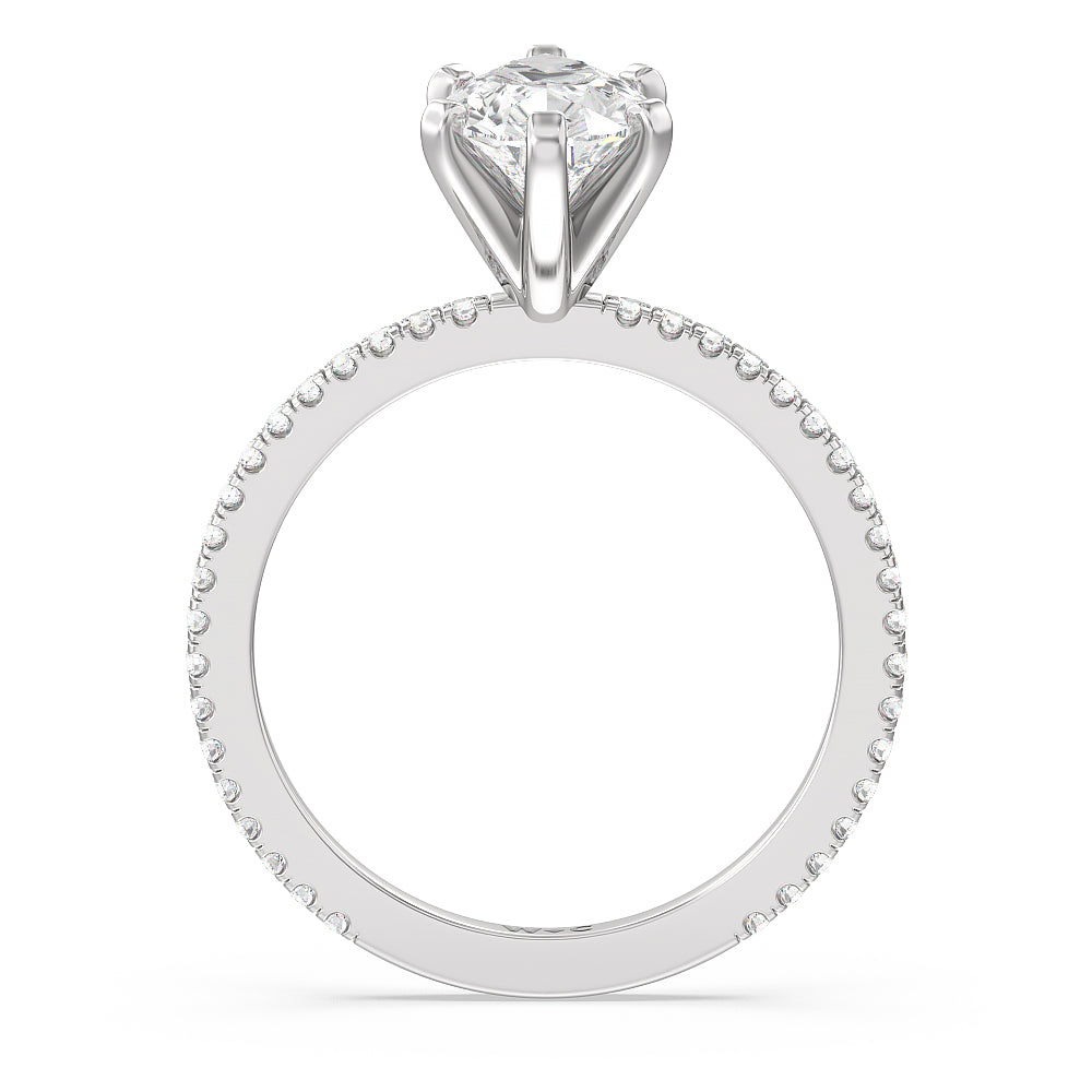 Ara Fine Classic Pave Diamond Engagement Ring with Pear Cut Diamond in 14KT Platinum view 2
