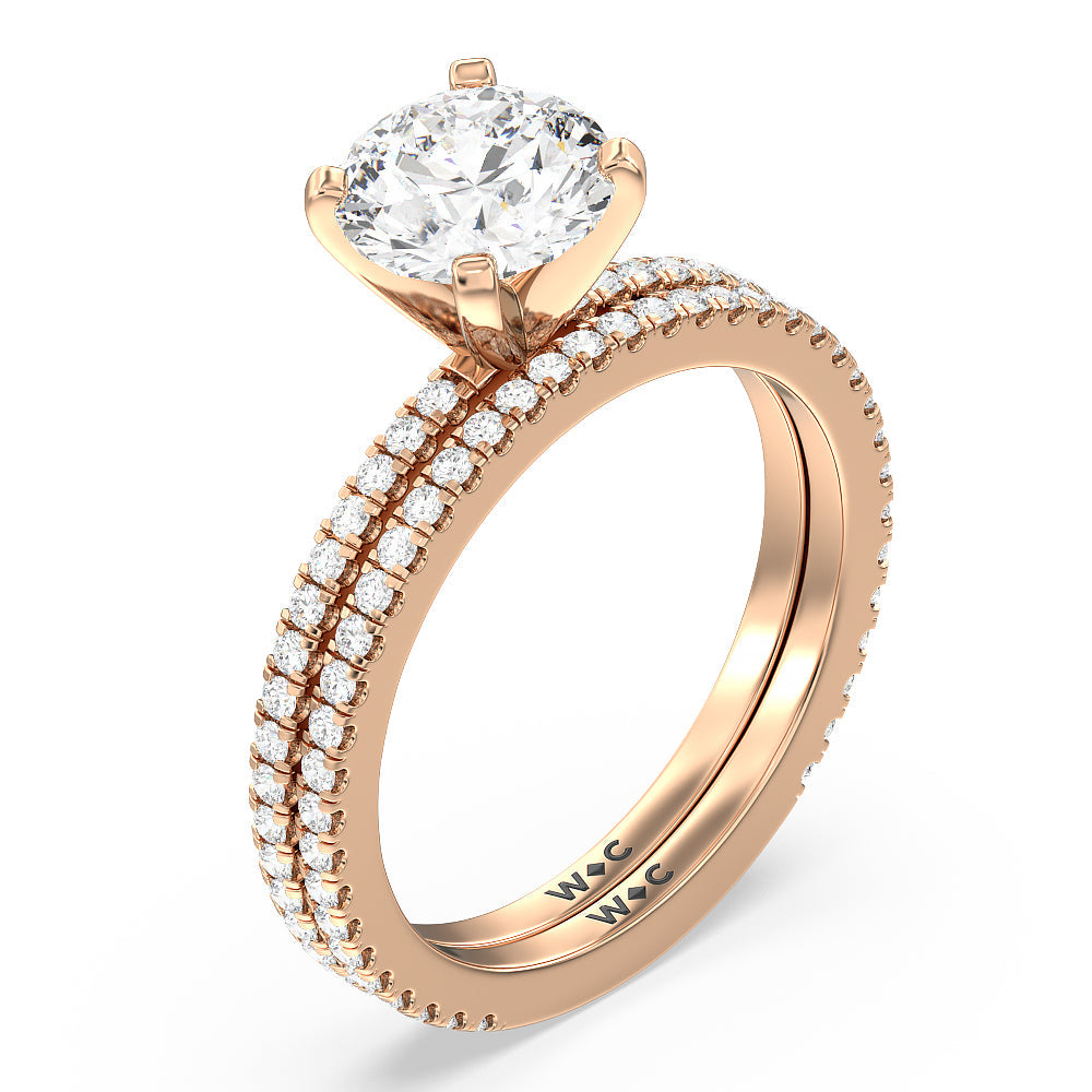 Ara Fine Classic Pave Diamond Engagement Ring with Princess Cut Diamond in 14KT Rose Gold view 4
