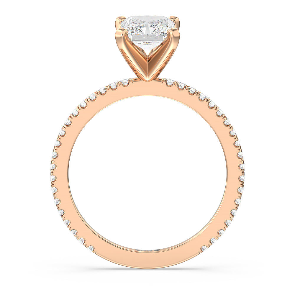 Ara Fine Classic Pave Diamond Engagement Ring with Radiant Cut Diamond in 14KT Rose Gold view 2
