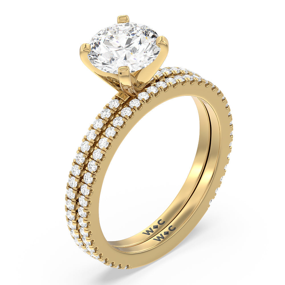 Ara Fine Classic Pave Diamond Engagement Ring with Radiant Cut Diamond in 14KT Yellow Gold view 4
