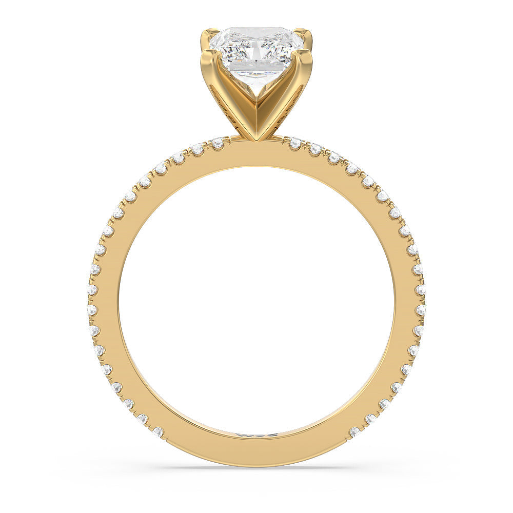 Ara Fine Classic Pave Diamond Engagement Ring with Radiant Cut Diamond in 14KT Yellow Gold view 2
