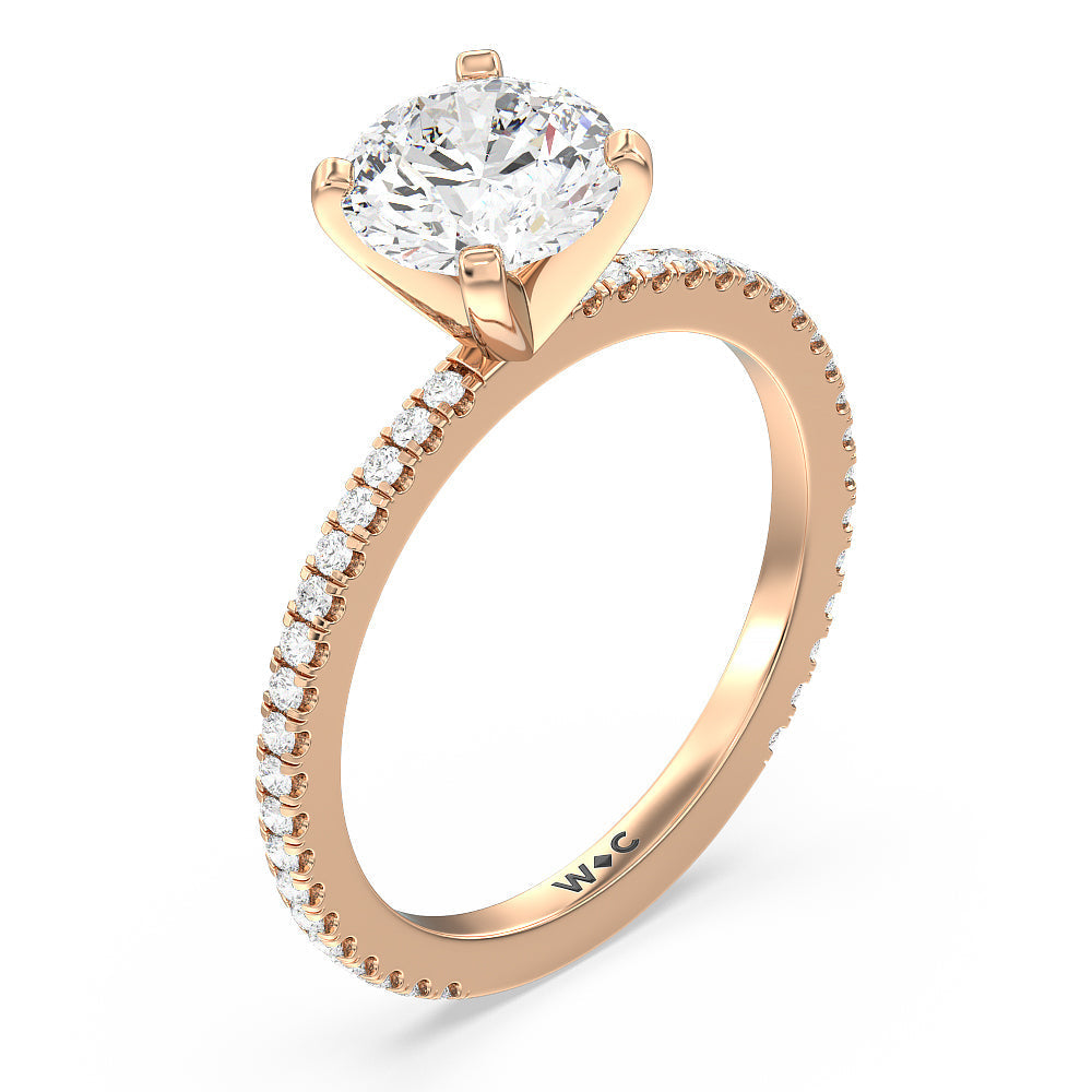 Ara Fine Classic Pave Diamond Engagement Ring with Round Cut Diamond in 14KT Rose Gold view 3
